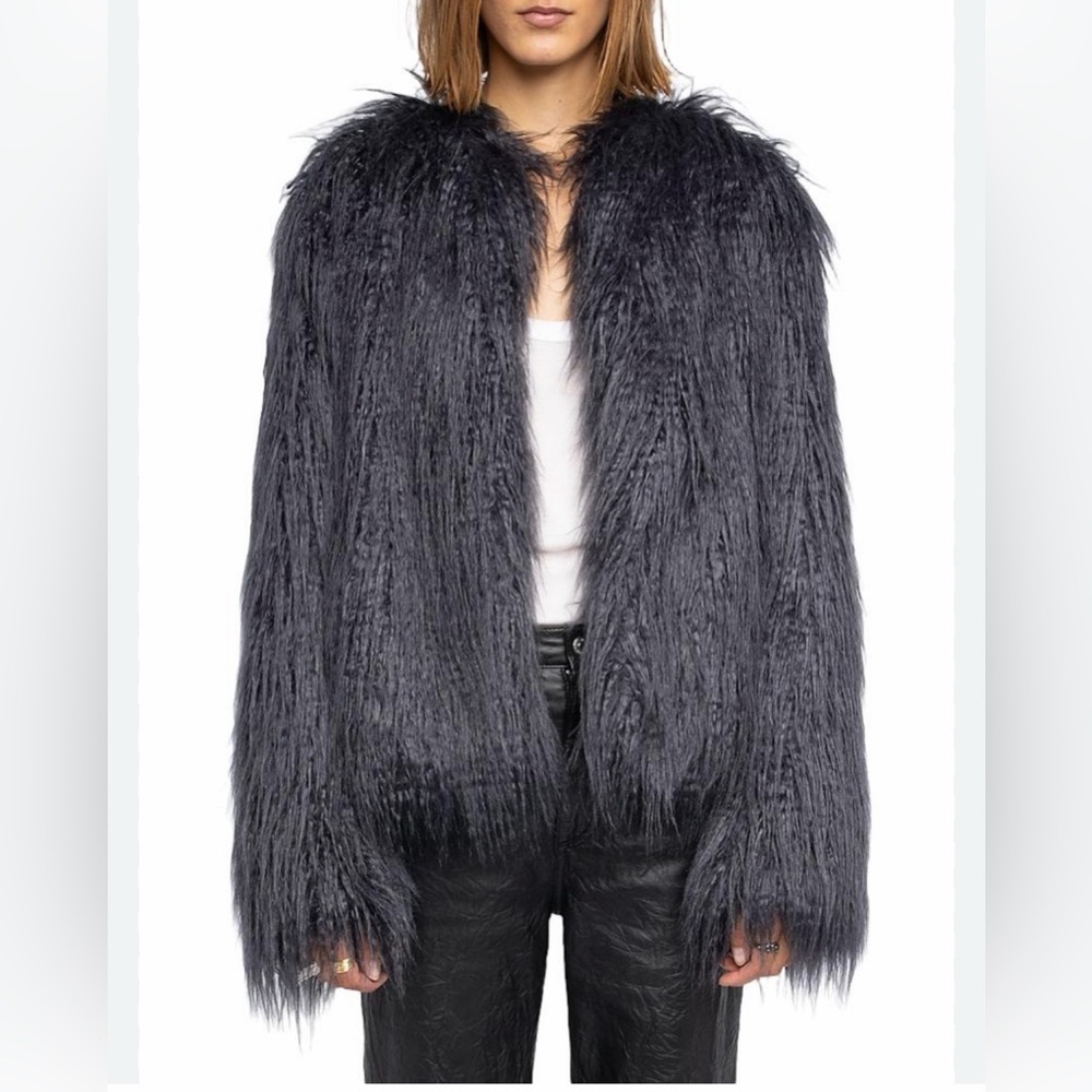 Zadig & Voltaire Freddie shaggy faux fur jacket size 38/medium